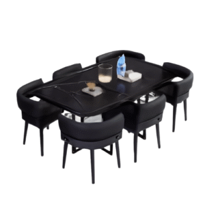 Table à Manger Semi-Marbre - Noir