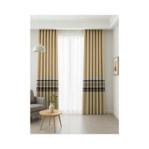 Tissu de rideau- Rayures horizontales beige