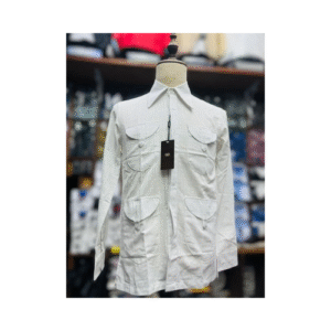 Chemise Lin blanc 4 poches style safari.