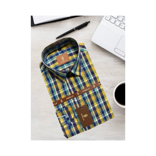 Chemise carreaux GIOIELLO - jaune bleu foncé – Image 2