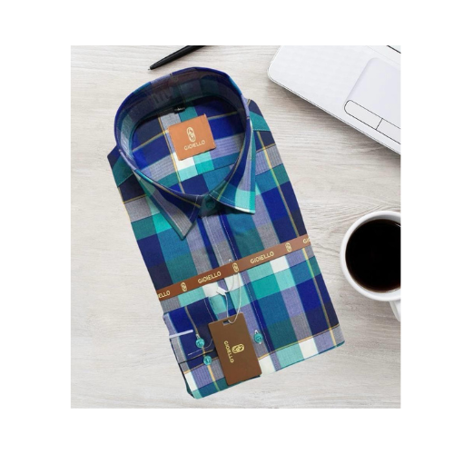 Chemise pour Homme "Gioiello" à Carreaux Bleus et Blancs – Image 2