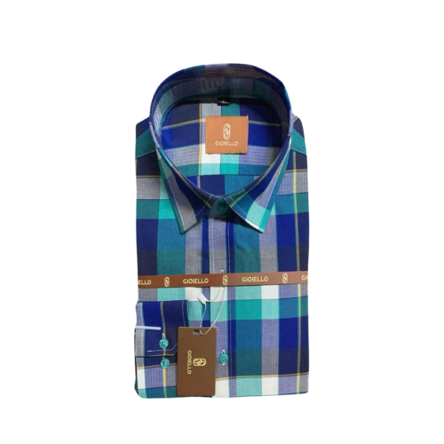 Chemise pour Homme "Gioiello" à Carreaux Bleus et Blancs