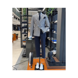 Costume croisé carreaux couleur unie