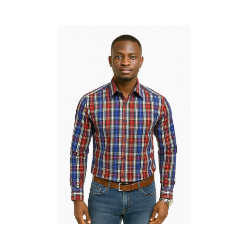 Chemise carreaux - rouge, bleu et blanc – Image 2