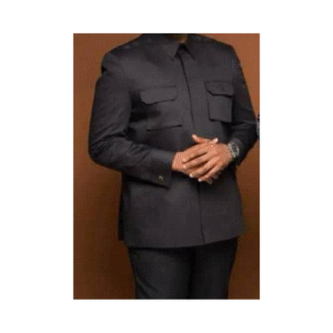 Costume Safari noire à col chemise poche plaquée LVXT01 - Noir