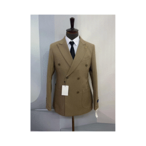 Costume croisé 2 pièces bouton plaquée teinte marron clair