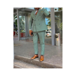 Costume croisé 2 pièces vert menther ajustée