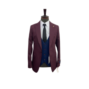 Costume croisé 3 pièces bordeaux riche