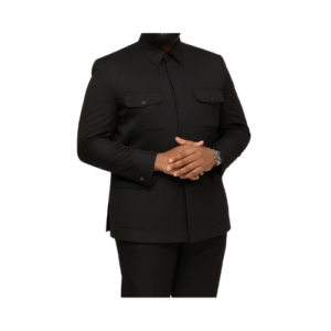 Costume Safari noire à col chemise poche plaquée LVXT01 - Noir