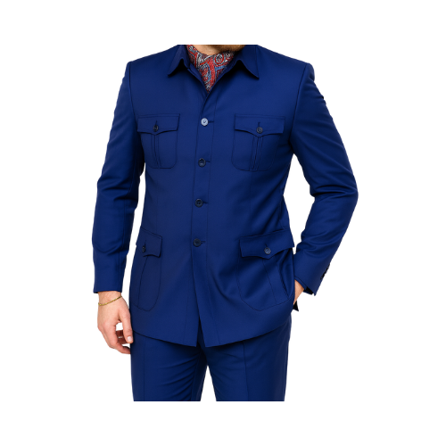 Costume Safari col classique LVXT36 - Bleu