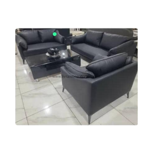 Sofa en Cuir avec coussins 3+2+1 – Image 3