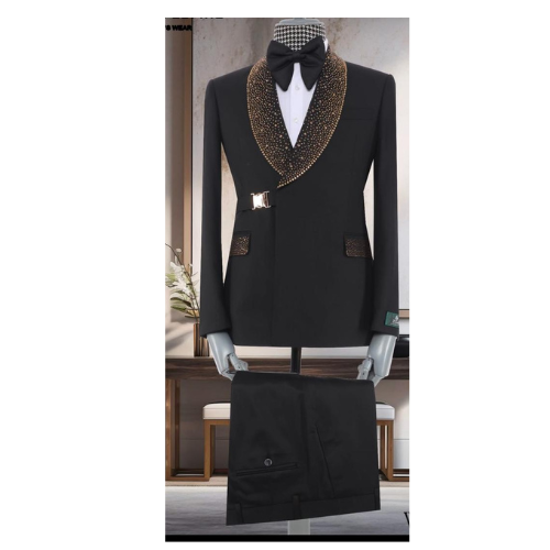 Veste Smoking à revers doré – Image 3