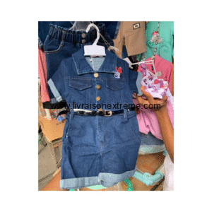 Combishort en jeans pour bébé fille