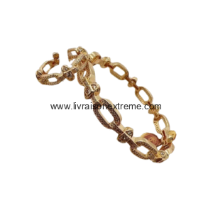 Ensemble Bracelet et bague à maillons pavés