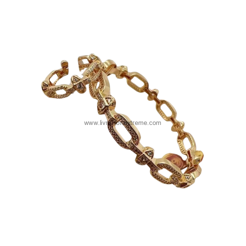 Ensemble Bracelet et bague à maillons pavés