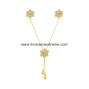 Ensemble collier et boucles d'oreilles à motif floral