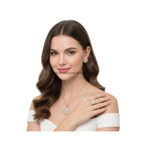 Ensemble de bijoux à motif floral - cristaux scintillants – Image 2