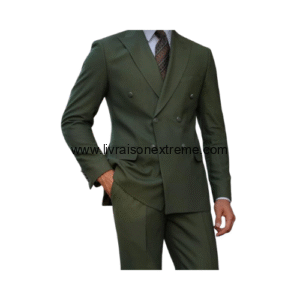 Costume Croisé 2 pièces revers à cran aigu - Vert