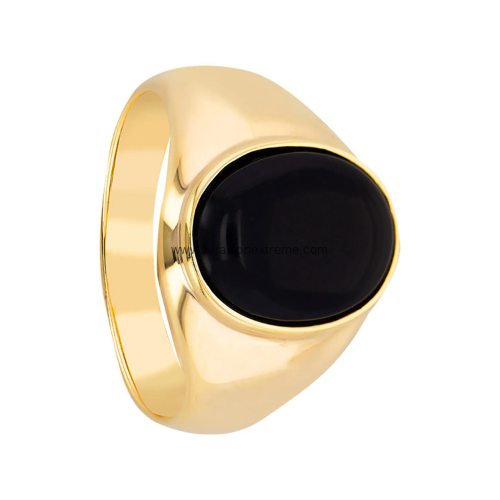 Bague Chevalière à pierre noire