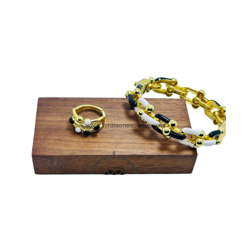 Ensemble Bracelet et bague bicolores