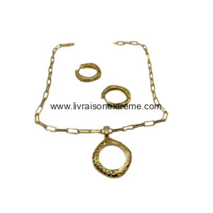 Ensemble collier et boucles d'oreilles - pendentif