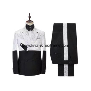 Costume croisé 2 Pièces de type Jacquard