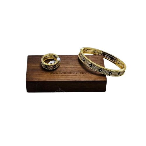 Ensemble bracelet et bague en motif étoilé