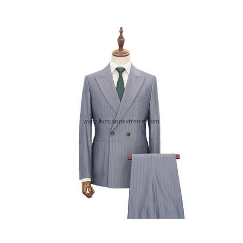 Costume croisé 2 pièces avec un motif à fines rayures