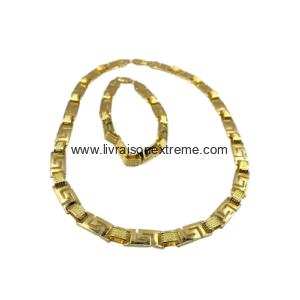 Ensemble bracelet et collier avec un motif de clé grecque