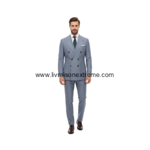 Costume croisé 2 pièces avec un motif à fines rayures