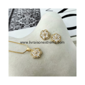 Ensemble de bijoux à motif floral - cristaux scintillants