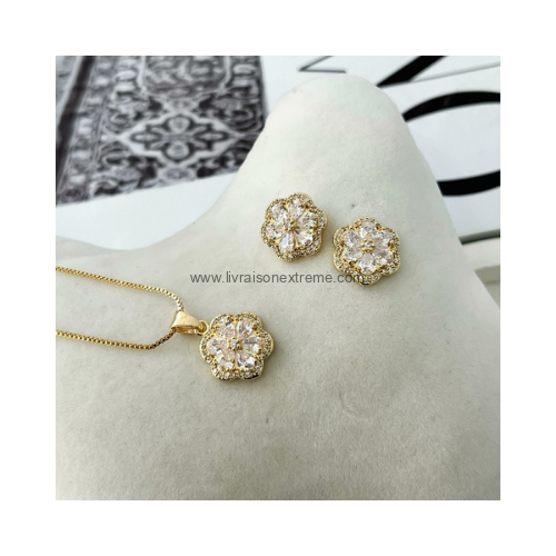Ensemble de bijoux à motif floral - cristaux scintillants – Image 3