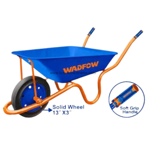 Brouette WADFOW 90L - Construction Robuste avec Roue Pleine