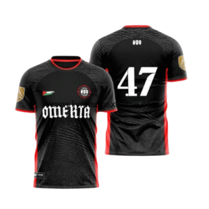 Maillot Officiel Omerta FC – Saison 2023/2024 (Noir & Rouge)