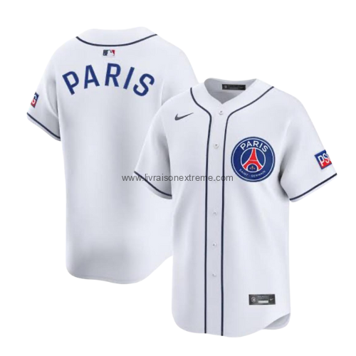 Maillot Baseball Paris Saint-Germain – Nike (Blanc/Marine, Boutonné)