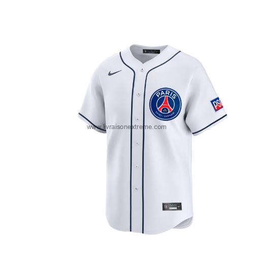Maillot Baseball Paris Saint-Germain – Nike (Blanc/Marine, Boutonné) – Image 2