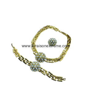 Parure 4 pièces à motif alvéolé