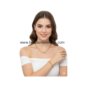 Ensemble collier et bracelet - maillons alternés