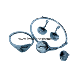 Ensemble de bijoux 4 pièces en fleur sculptée