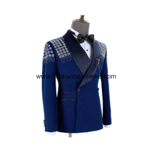 Smoking 2 Pièces Sophistiqué CT02 - Strass orné bleu