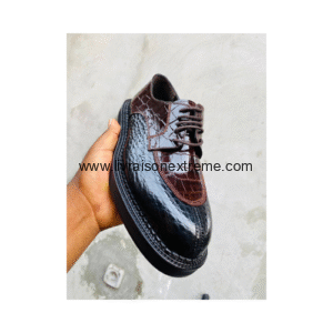Chaussures Derby bicolores cuir embossé crocodile