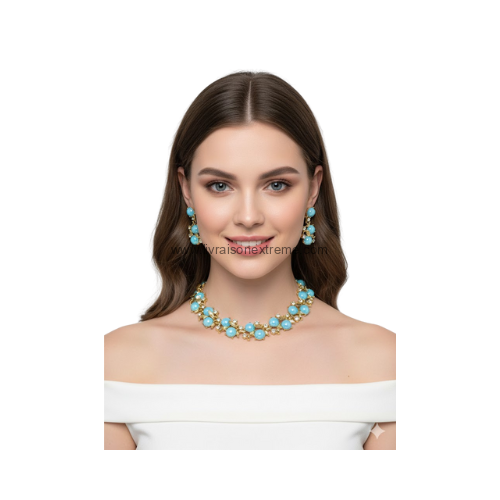 Ensemble collier et boucles d'oreilles orné de perles – Image 5