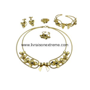 Parure de bijoux à motif nœud et fleurs