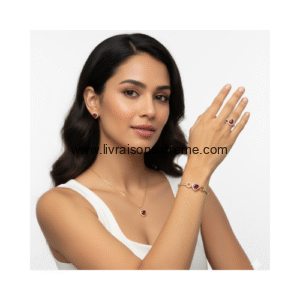 Parure de bijoux avec des pierres en cœur