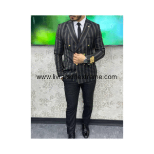 Costume croisé 2 pièces à rayures fines