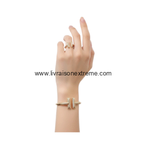 Set bracelet et bague en forme géométrique pavée