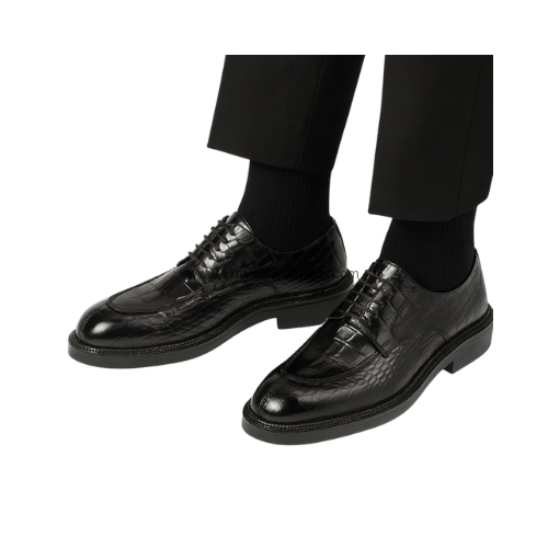 Chaussures Derby en cuir embossé crocodile – Image 3