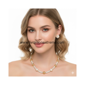 Ensemble Collier et boucles d'oreilles en perle