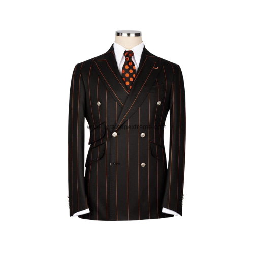 Costume croisé 2 pièces à fines rayures