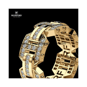 Ensemble bracelet et bague en maillons pavés